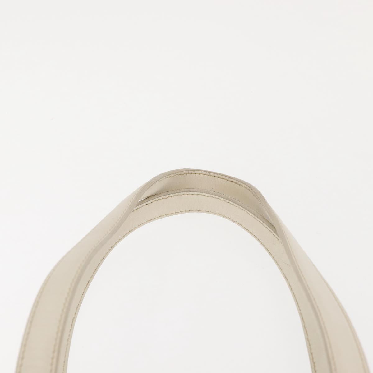 PRADA Tote Bag Canvas Leather Beige Silver Auth 144180