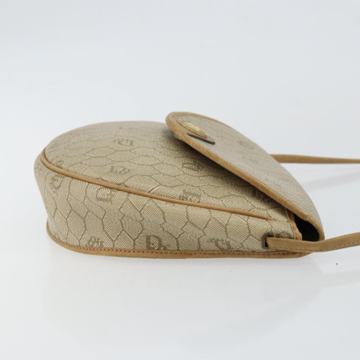 Christian Dior Honeycomb Canvas Shoulder Bag PVC Beige Auth 144185