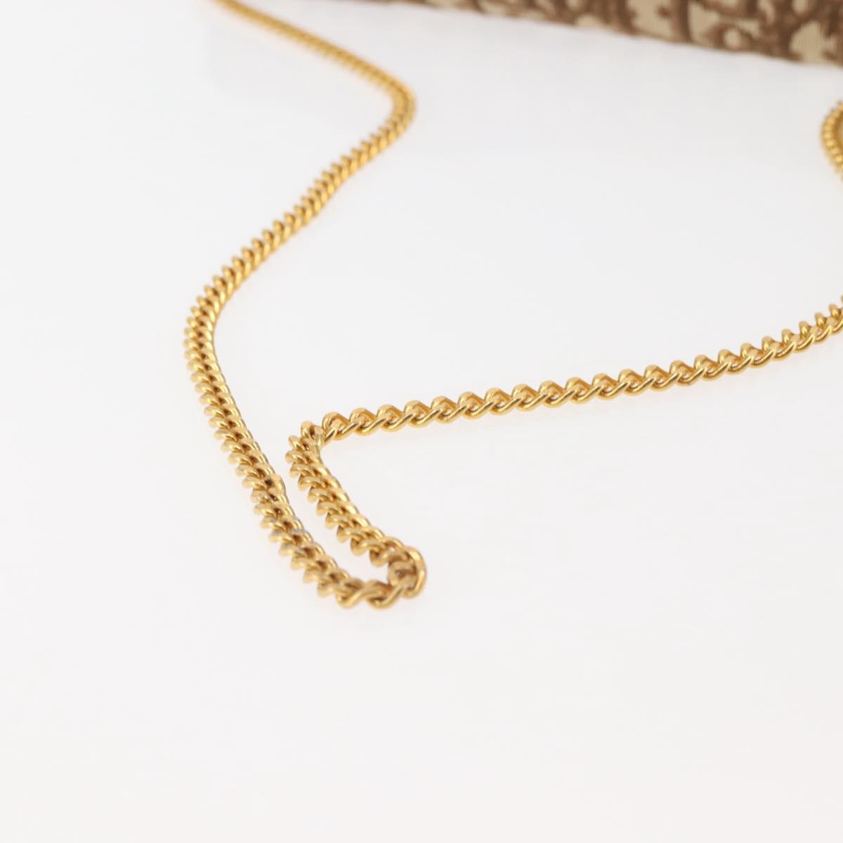 Christian Dior Trotter Canvas Chain Shoulder Bag Brown Gold Auth 144207