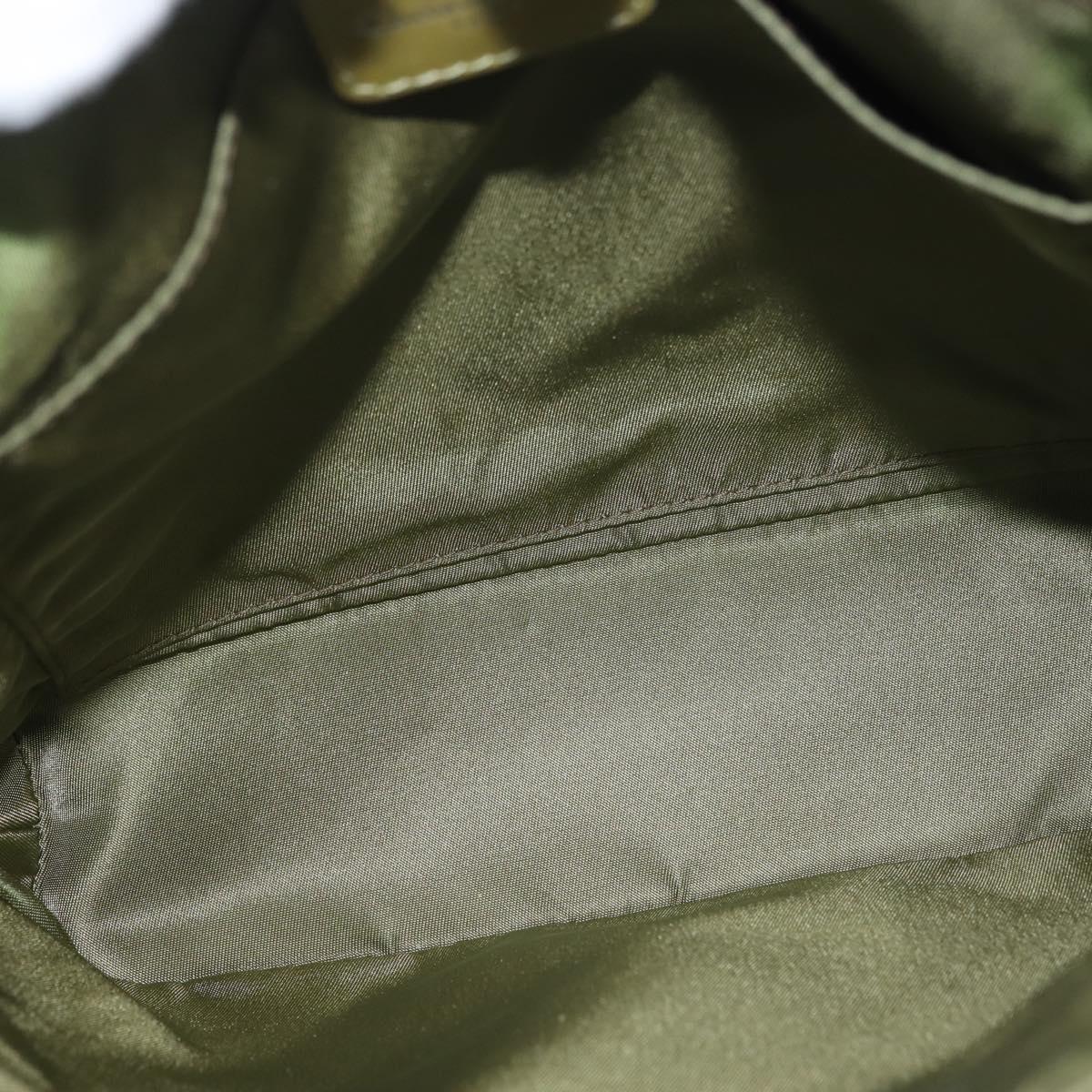 Christian Dior Maris Pearl Hand Bag Nylon Turquoise Blue Silver Auth 144208