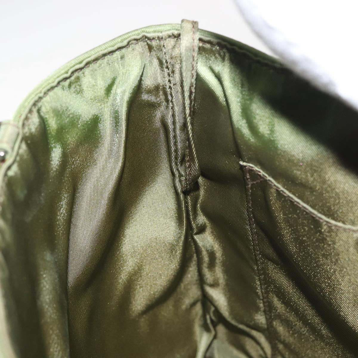 Christian Dior Maris Pearl Hand Bag Nylon Turquoise Blue Silver Auth 144208