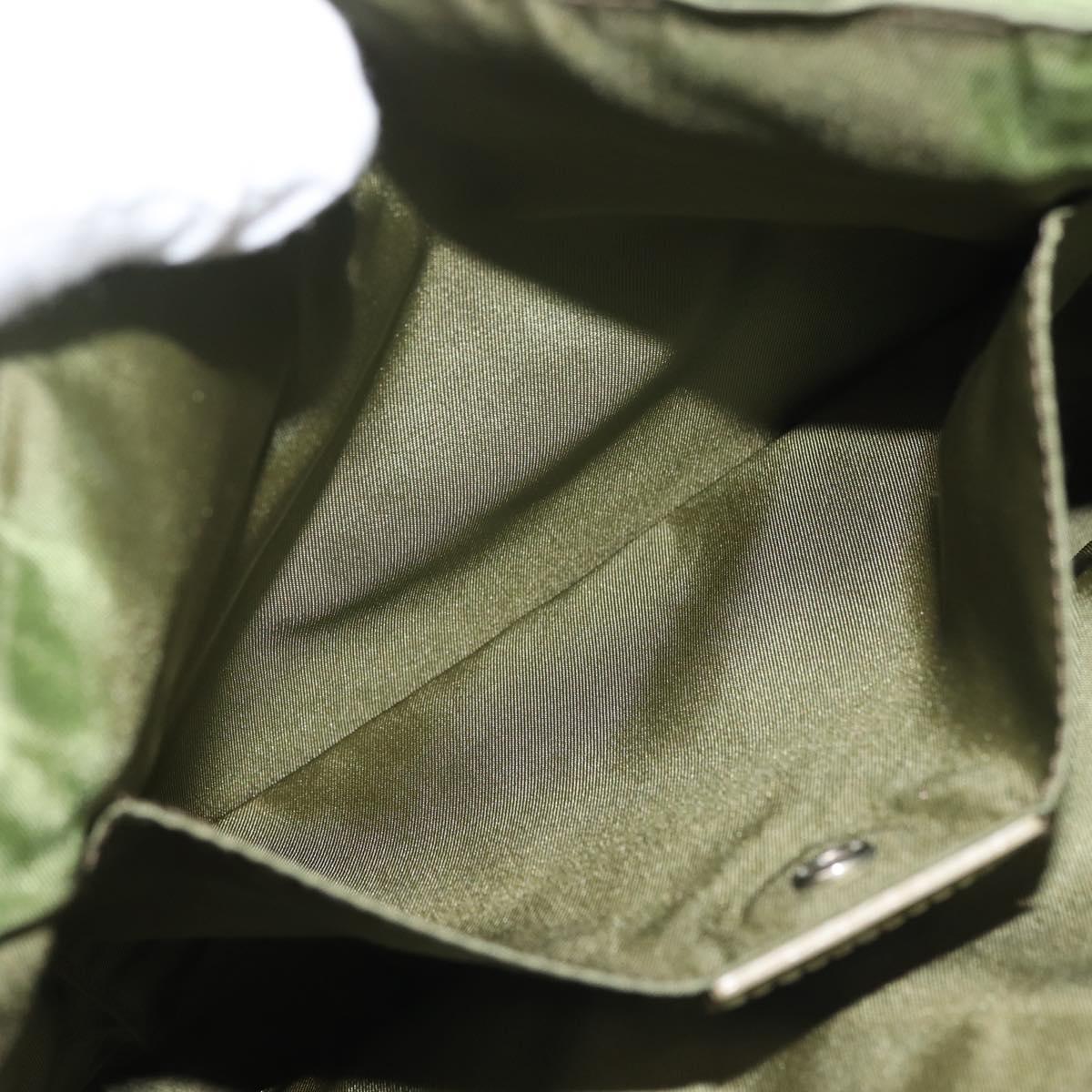 Christian Dior Maris Pearl Hand Bag Nylon Turquoise Blue Silver Auth 144208