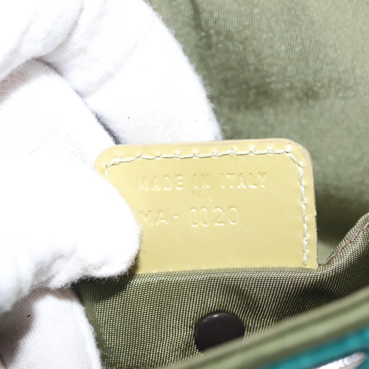 Christian Dior Maris Pearl Hand Bag Nylon Turquoise Blue Silver Auth 144208