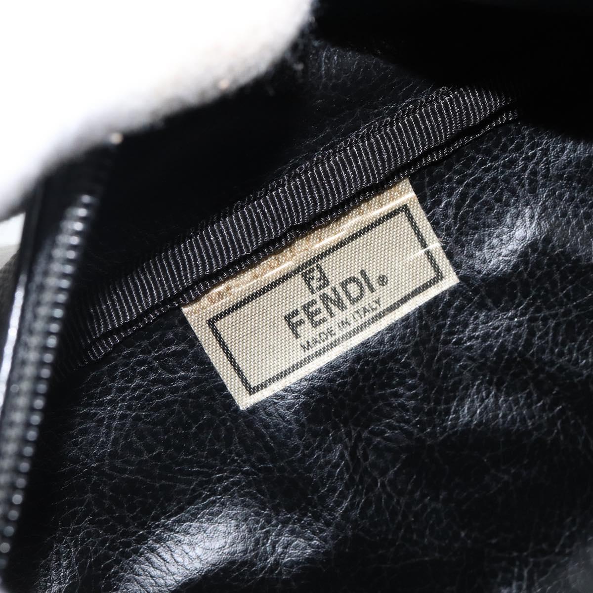 FENDI Pecan Canvas Clutch Bag PVC Black Brown gold Auth 144211