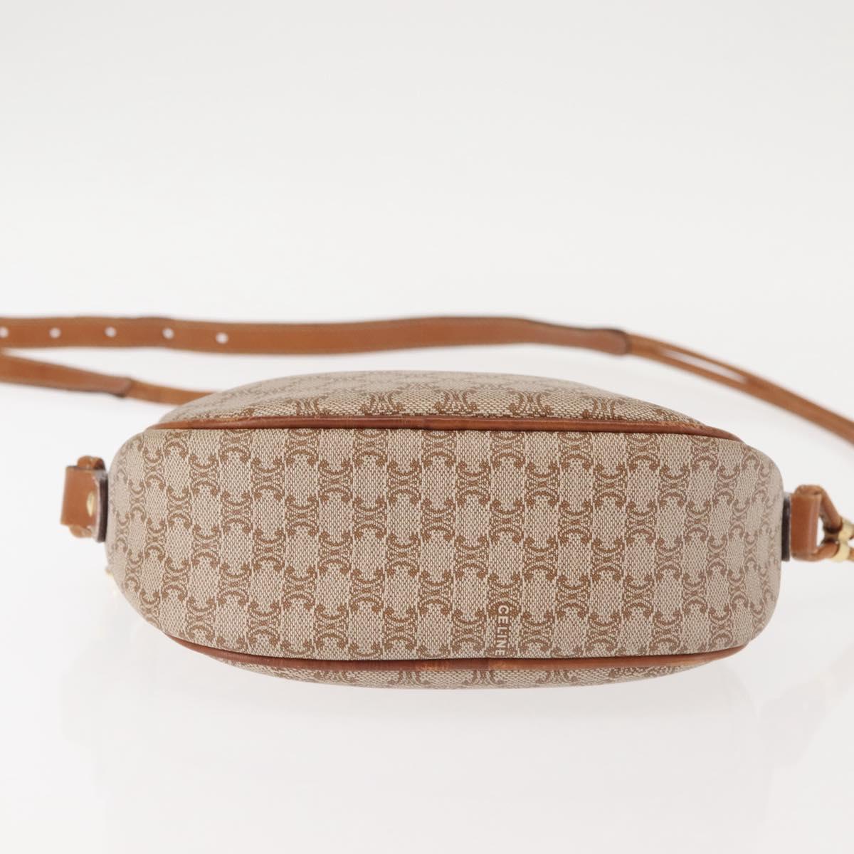 CELINE Macadam Canvas Shoulder Bag PVC Beige Gold Auth 144212