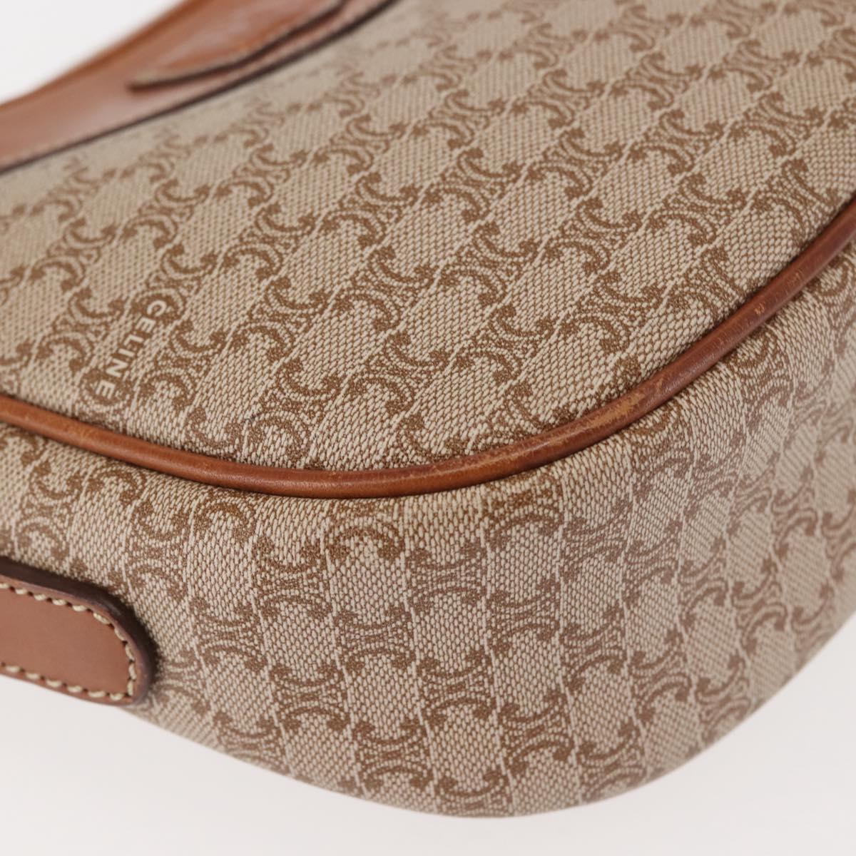 CELINE Macadam Canvas Shoulder Bag PVC Beige Gold Auth 144212