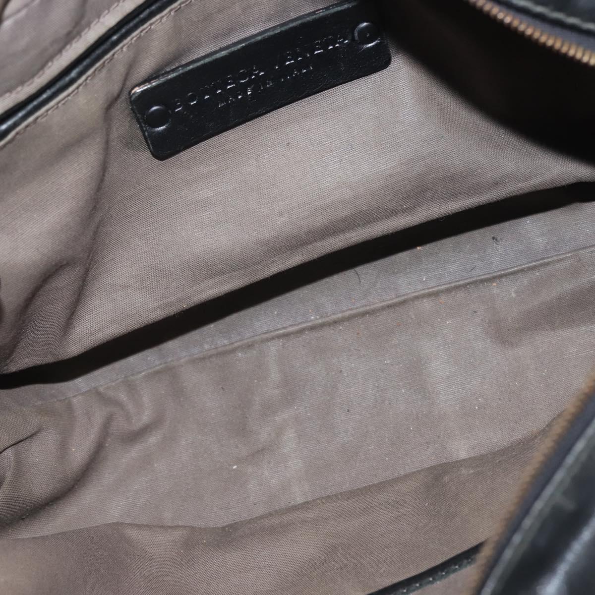 BOTTEGA VENETA INTRECCIATO Clutch Bag Leather Black Auth 144213