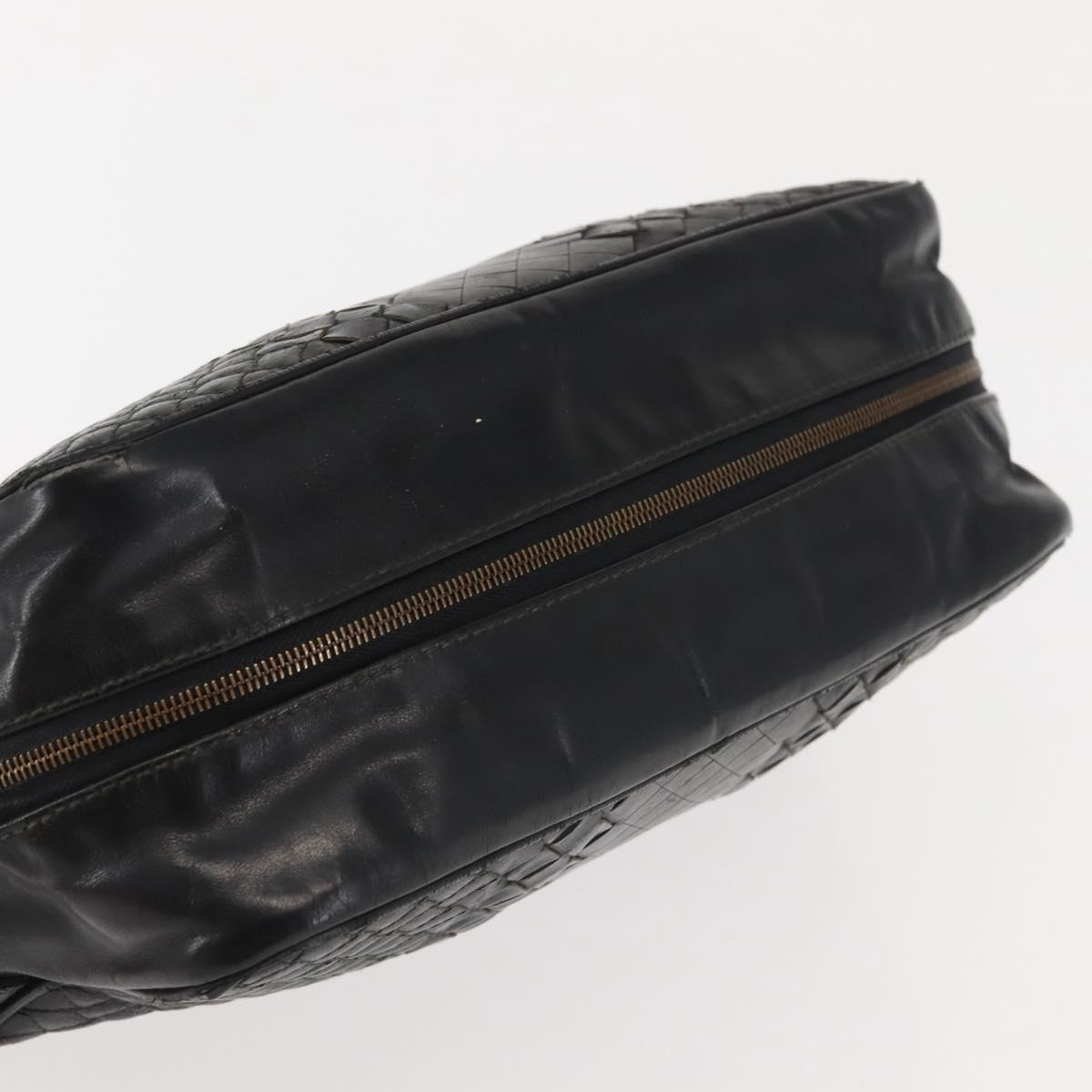 BOTTEGA VENETA INTRECCIATO Clutch Bag Leather Black Auth 144213