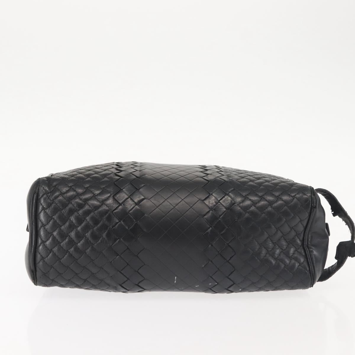 BOTTEGA VENETA INTRECCIATO Clutch Bag Leather Black Auth 144213