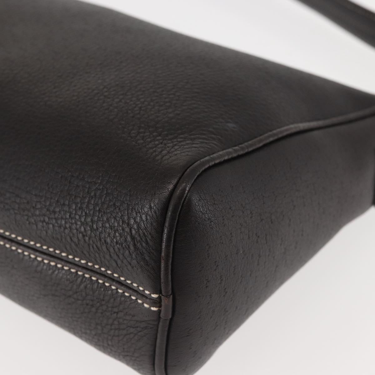 Salvatore Ferragamo Gancini Shoulder Bag Leather Dark Brown Auth 144214