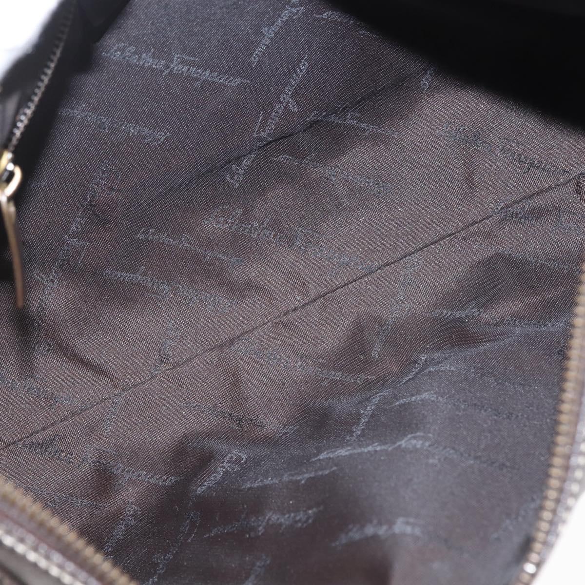 Salvatore Ferragamo Gancini Shoulder Bag Leather Dark Brown Auth 144214