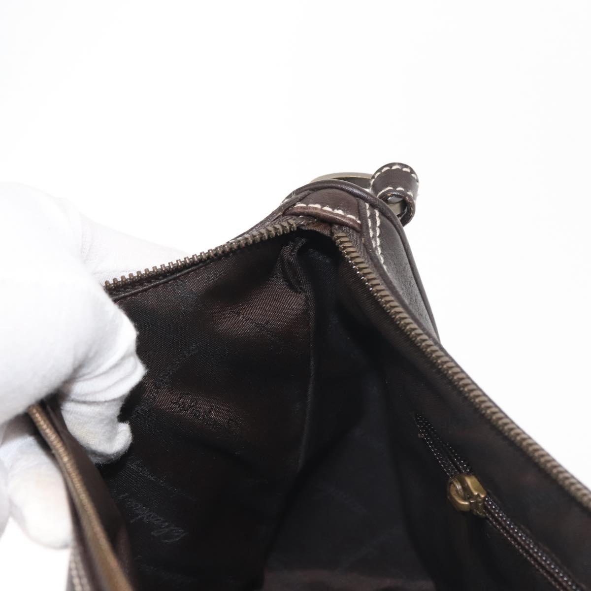 Salvatore Ferragamo Gancini Shoulder Bag Leather Dark Brown Auth 144214