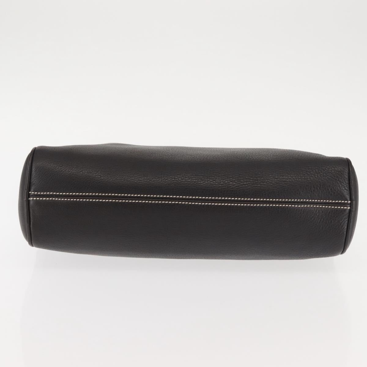 Salvatore Ferragamo Gancini Shoulder Bag Leather Dark Brown Auth 144214