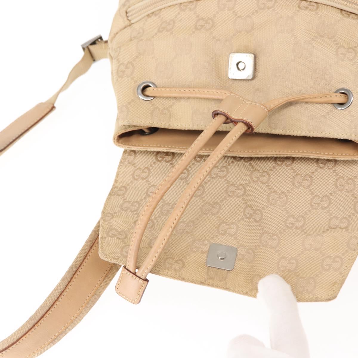 GUCCI GG Canvas Backpack Beige Silver 003 0242 Auth 144218