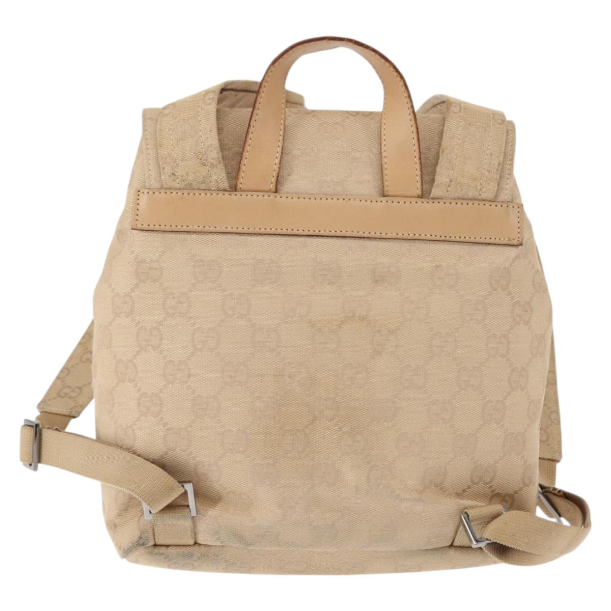 GUCCI GG Canvas Backpack Beige Silver 003 0242 Auth 144218