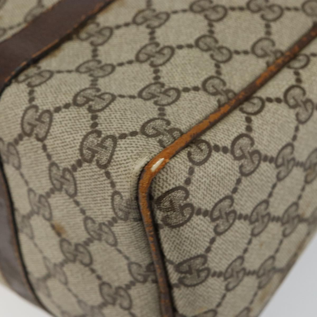 GUCCI GG Supreme Web Sherry Line Boston Bag PVC Beige Gold Auth 144221