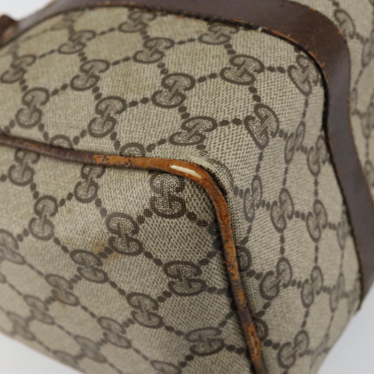 GUCCI GG Supreme Web Sherry Line Boston Bag PVC Beige Gold Auth 144221