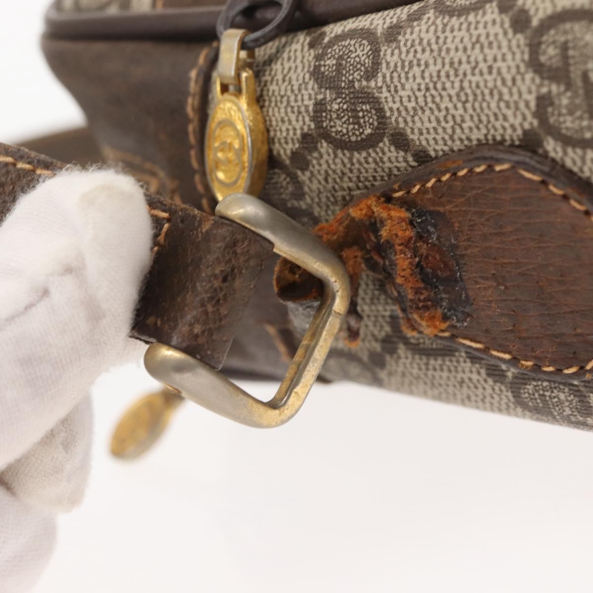 GUCCI GG Supreme Web Sherry Line Shoulder Bag PVC Beige Gold 010 37 Auth 144222