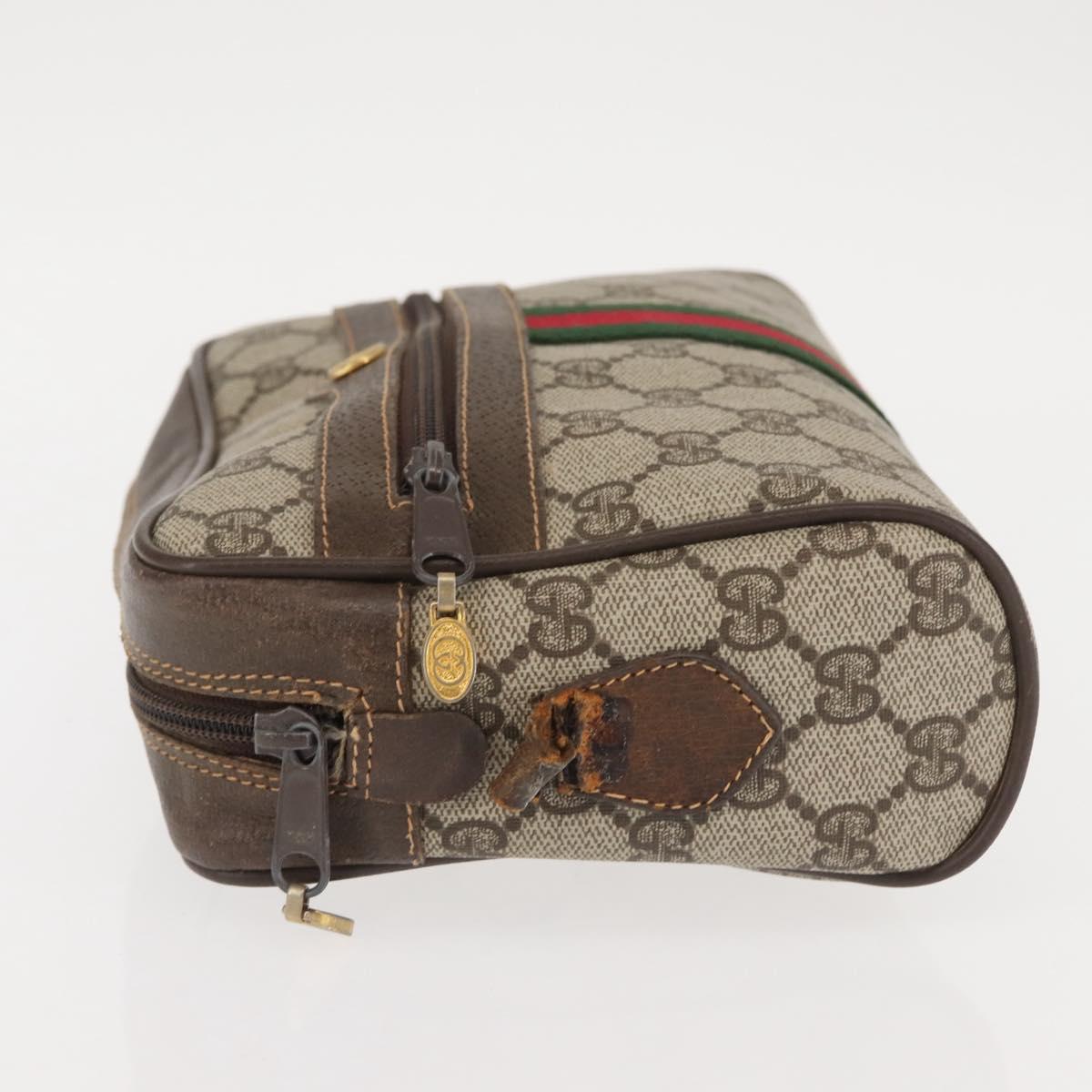 GUCCI GG Supreme Web Sherry Line Shoulder Bag PVC Beige Gold 010 37 Auth 144222