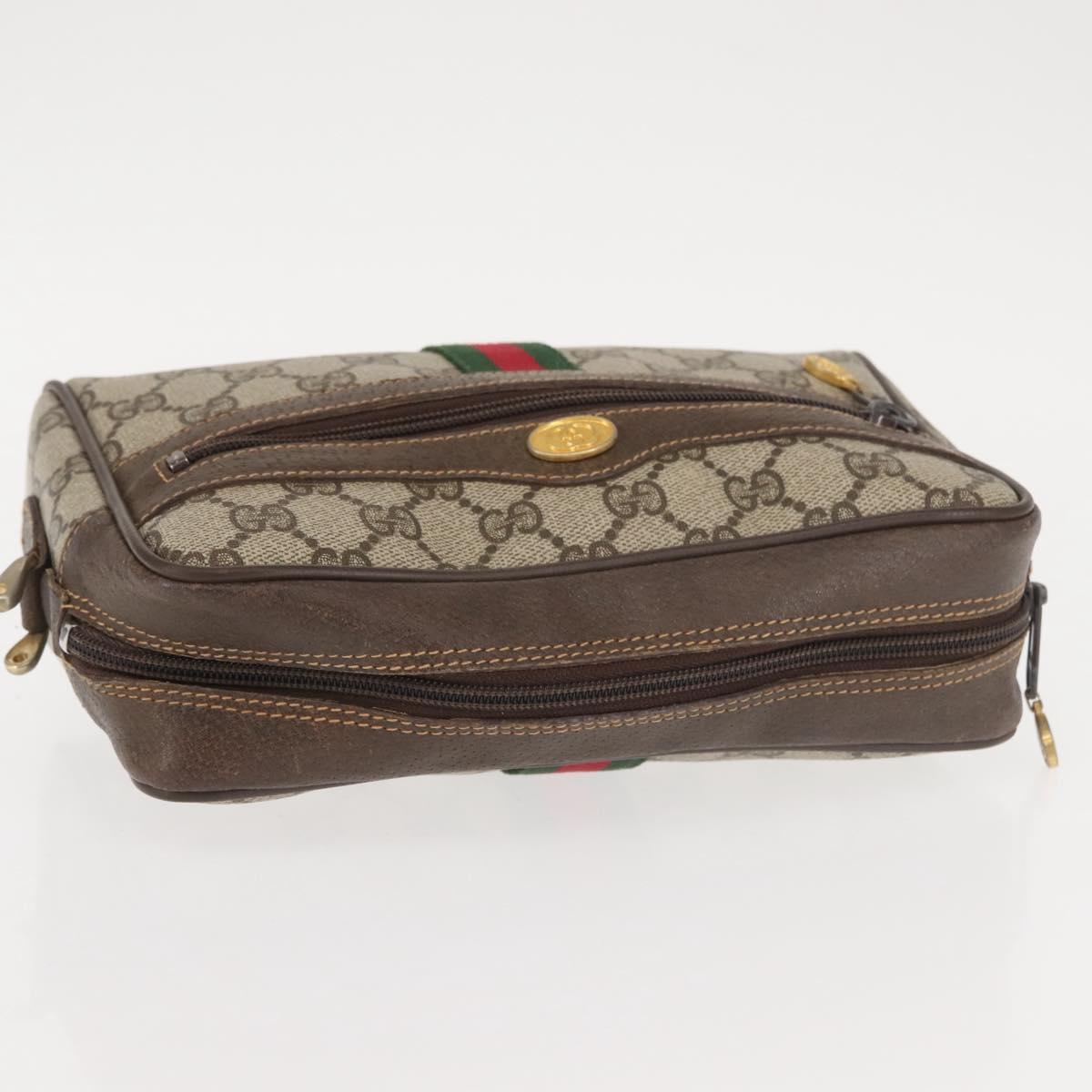 GUCCI GG Supreme Web Sherry Line Shoulder Bag PVC Beige Gold 010 37 Auth 144222