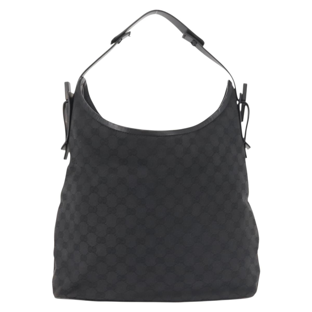 GUCCI GG Canvas Shoulder Bag Black Silver 106242 Auth 144224