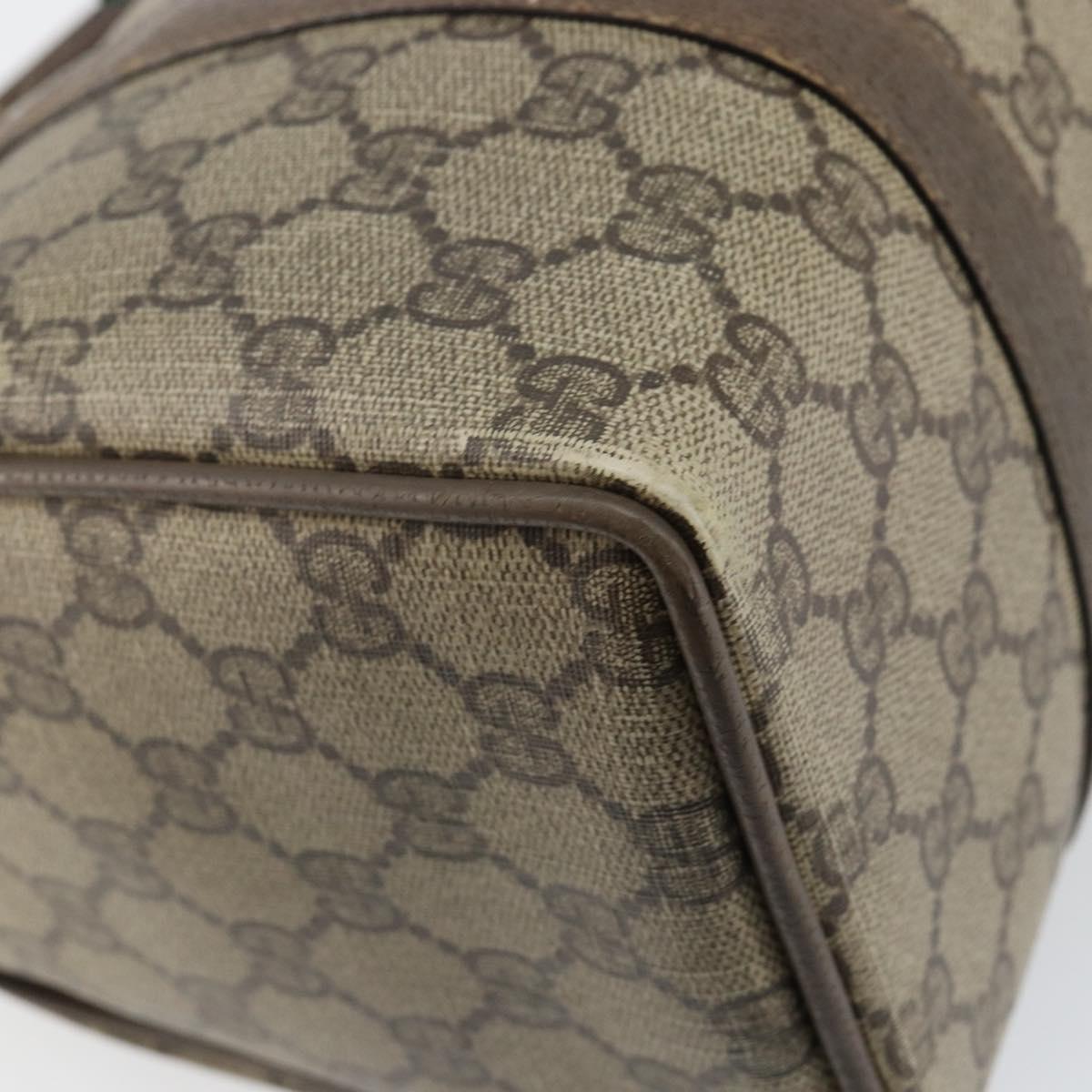 GUCCI GG Supreme Web Sherry Line Bag PVC Beige Gold 116 02 006 Auth 144226