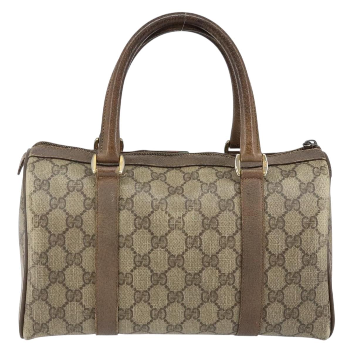 GUCCI GG Supreme Web Sherry Line Bag PVC Beige Gold 116 02 006 Auth 144226