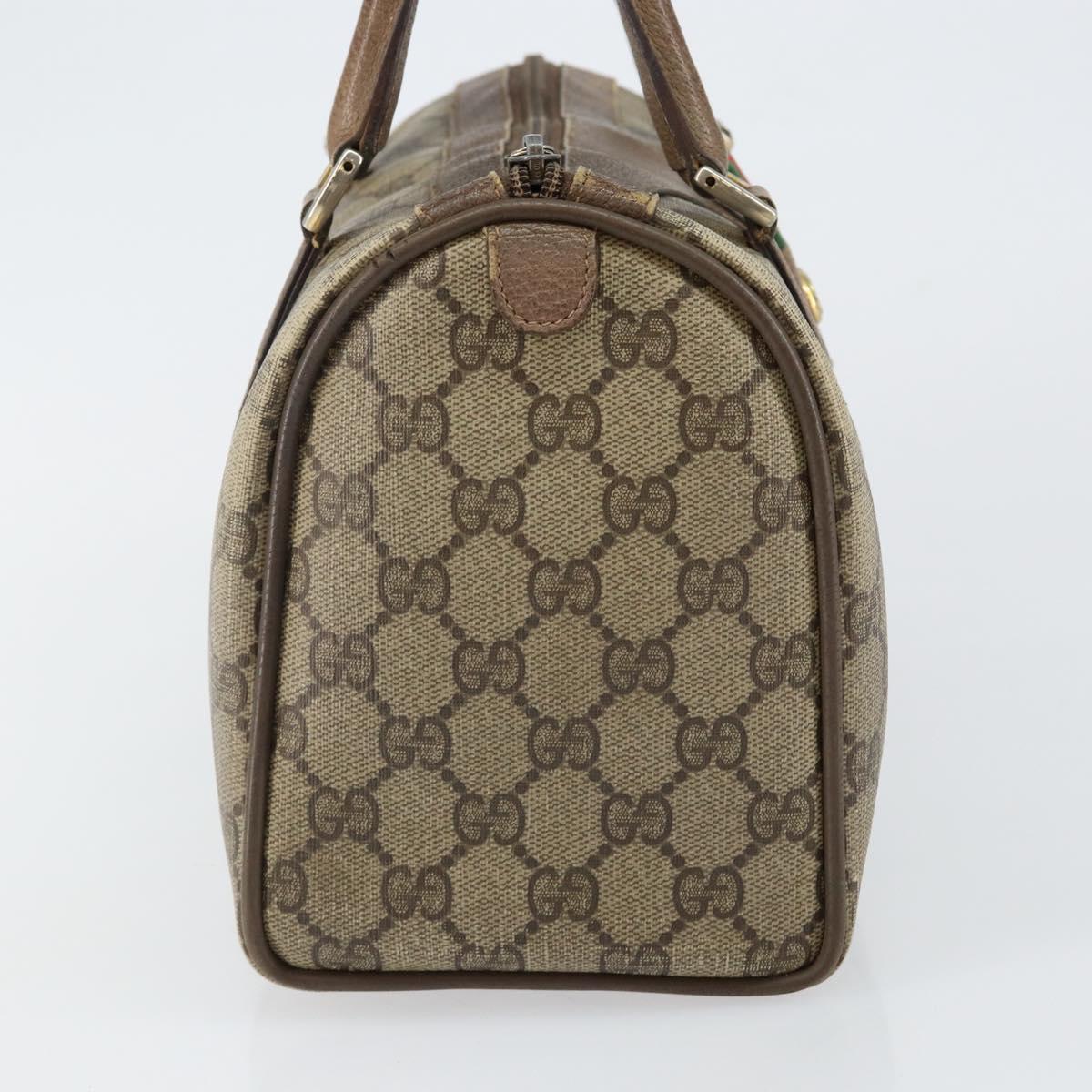 GUCCI GG Supreme Web Sherry Line Bag PVC Beige Gold 116 02 006 Auth 144226