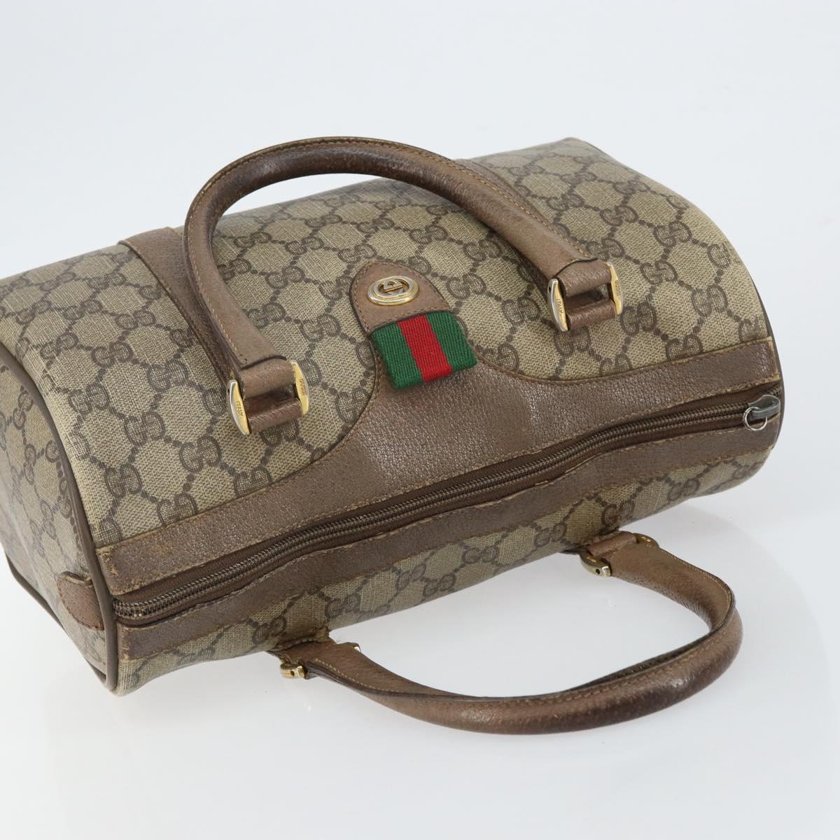 GUCCI GG Supreme Web Sherry Line Bag PVC Beige Gold 116 02 006 Auth 144226