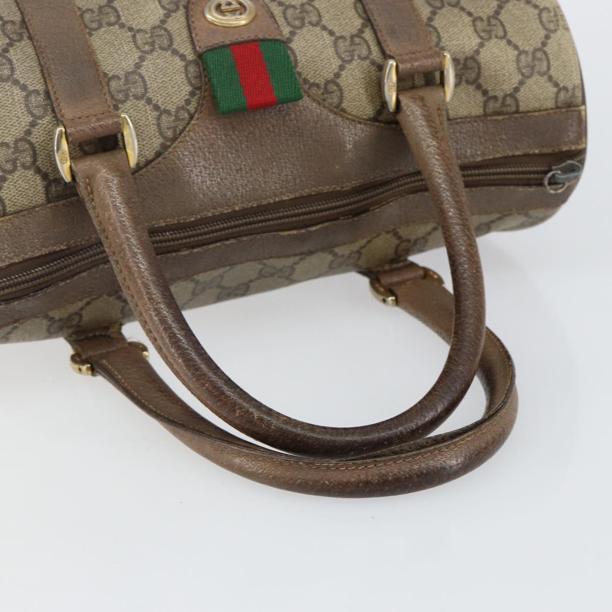 GUCCI GG Supreme Web Sherry Line Bag PVC Beige Gold 116 02 006 Auth 144226