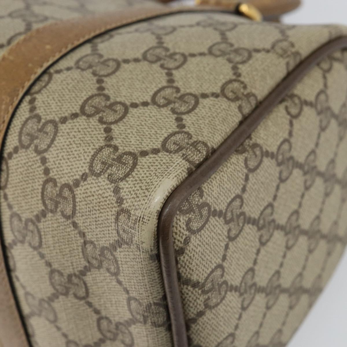 GUCCI GG Supreme Web Sherry Line Boston Bag PVC Beige Gold 40 02 006 Auth 144227
