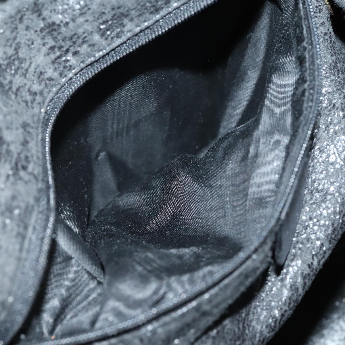 GUCCI Bamboo Shoulder Bag Suede 2way Black Gold 001 1577 Auth 144229