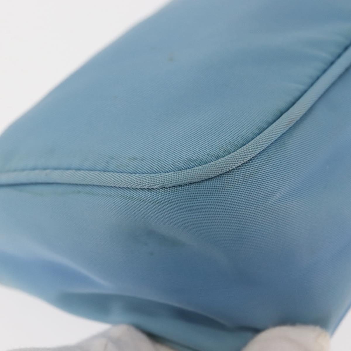 PRADA Accessory Pouch Nylon Light Blue Silver Auth 144231