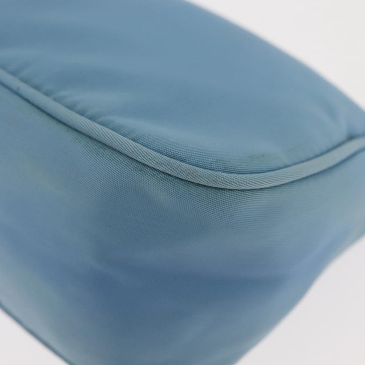 PRADA Accessory Pouch Nylon Light Blue Silver Auth 144231