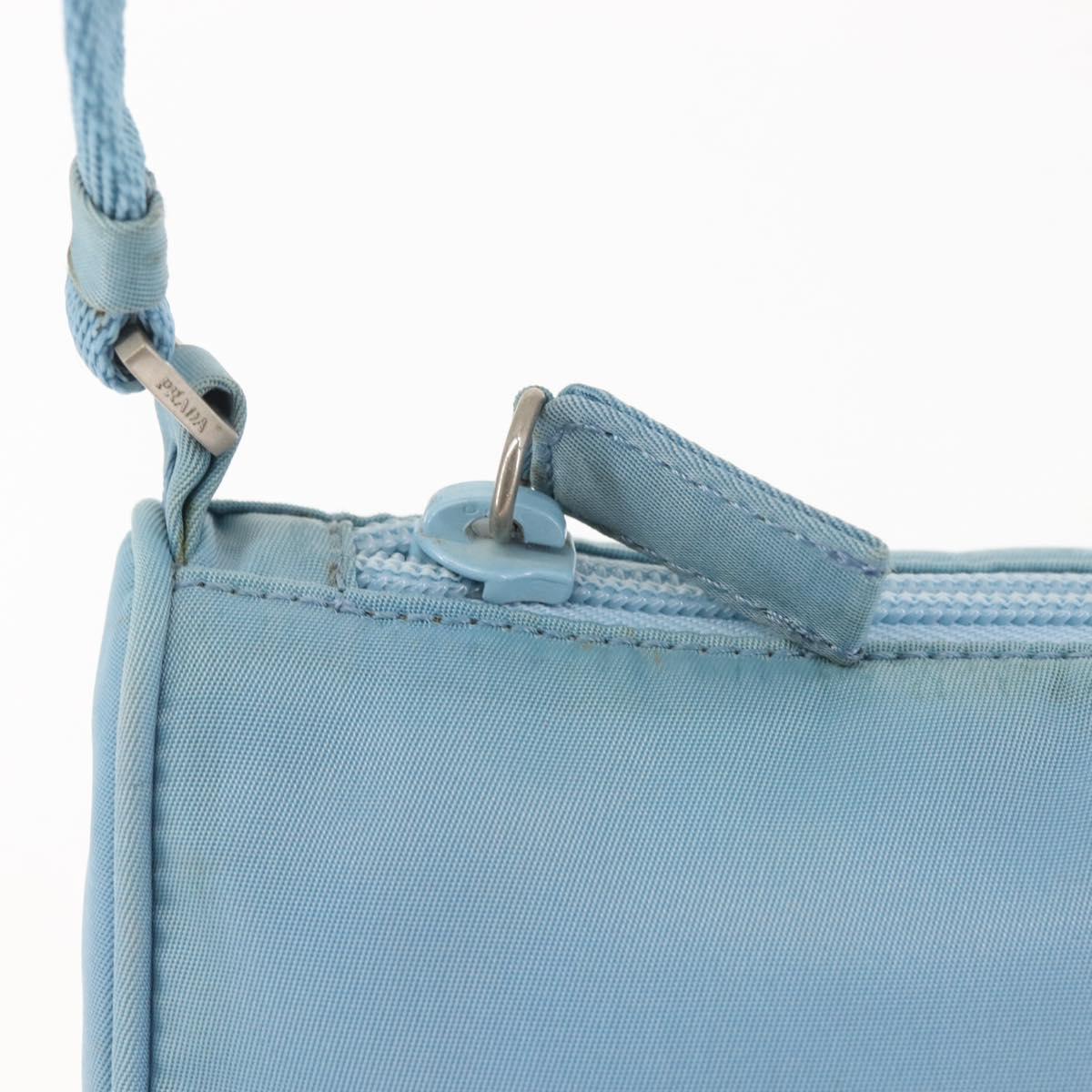 PRADA Accessory Pouch Nylon Light Blue Silver Auth 144231
