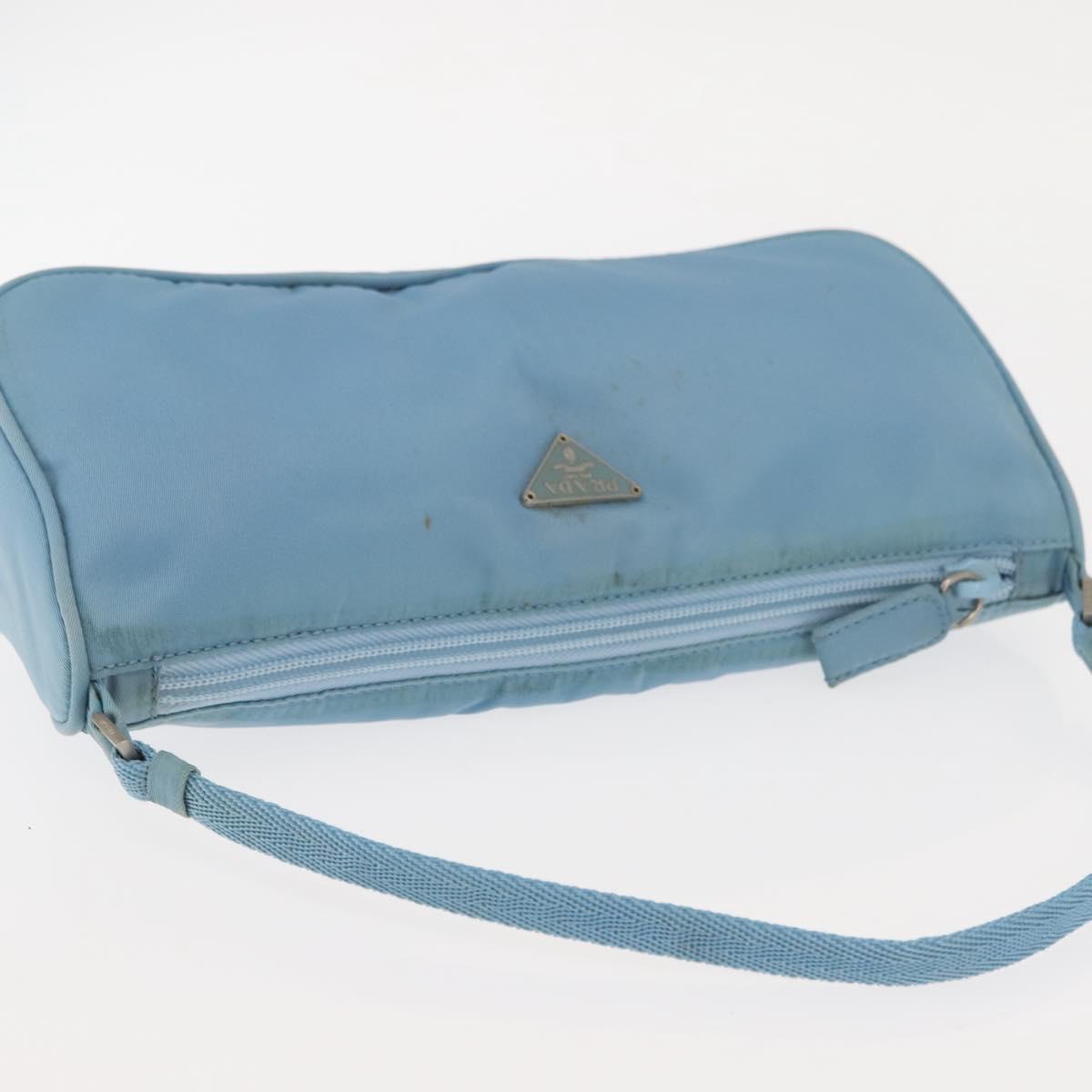 PRADA Accessory Pouch Nylon Light Blue Silver Auth 144231