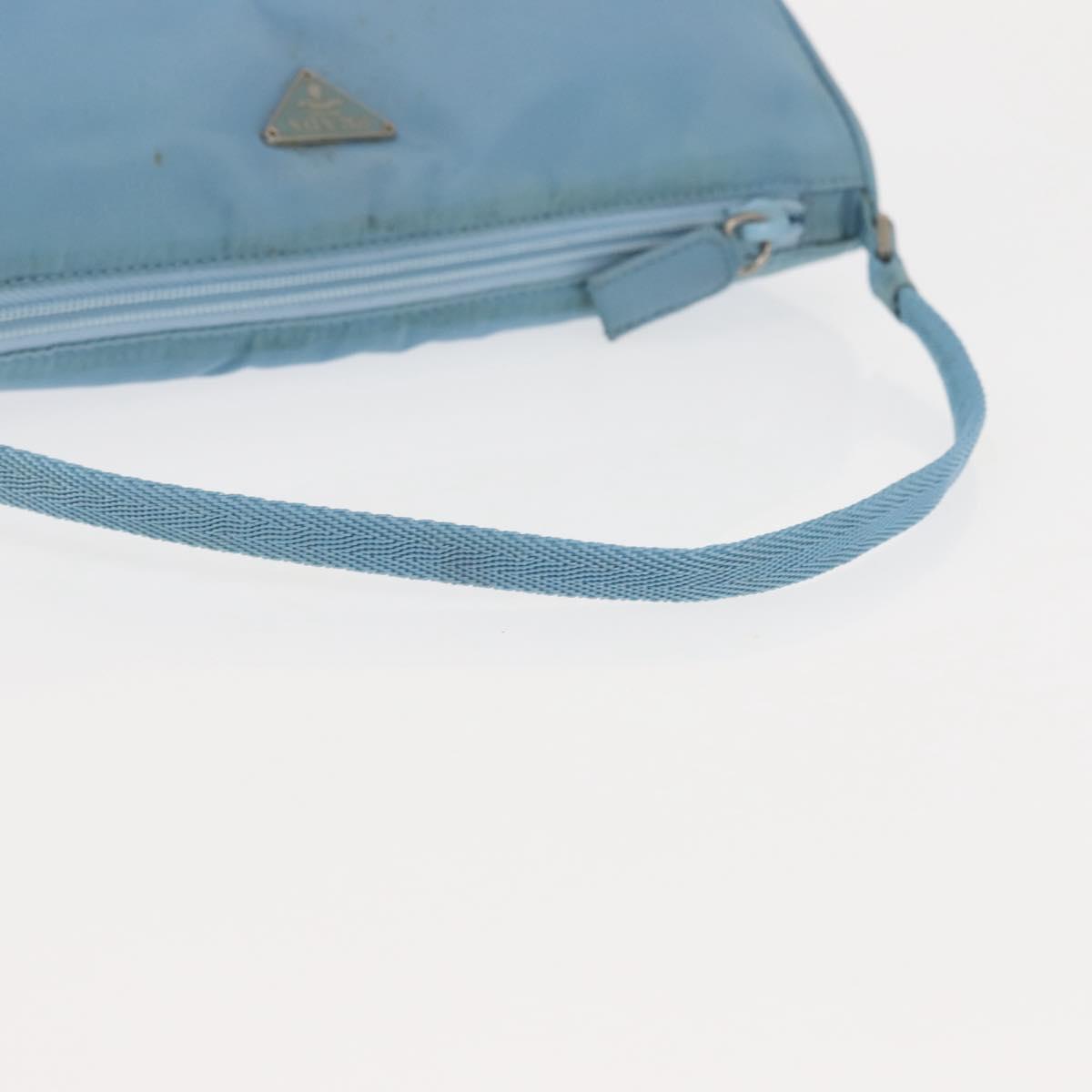 PRADA Accessory Pouch Nylon Light Blue Silver Auth 144231
