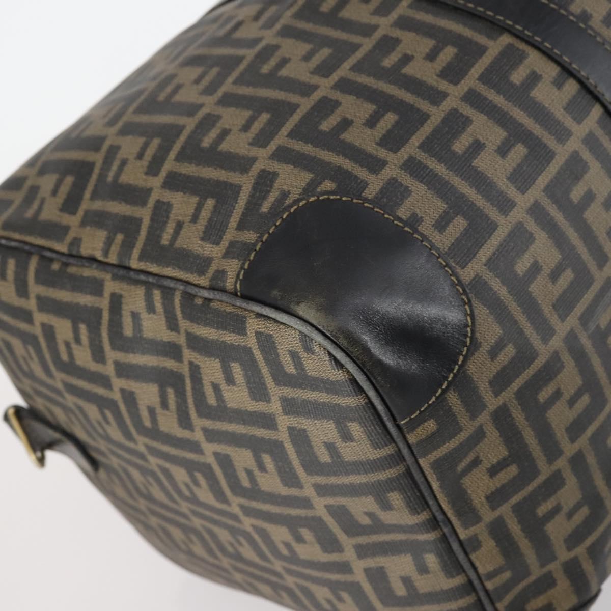 FENDI Zucca Canvas Boston Bag PVC Black Brown Auth 144233