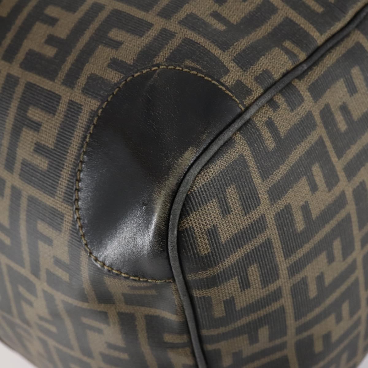 FENDI Zucca Canvas Boston Bag PVC Black Brown Auth 144233