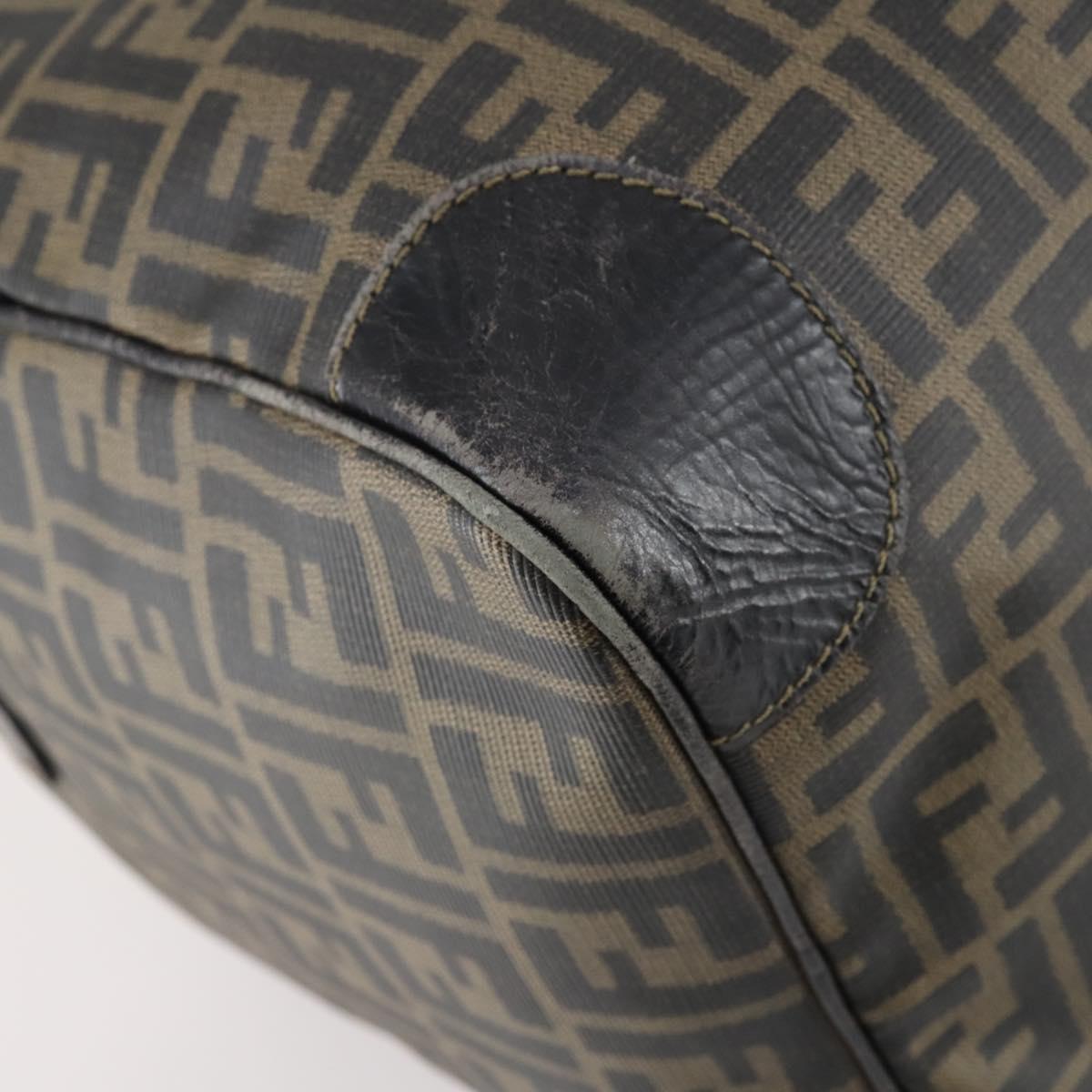 FENDI Zucca Canvas Boston Bag PVC Black Brown Auth 144233