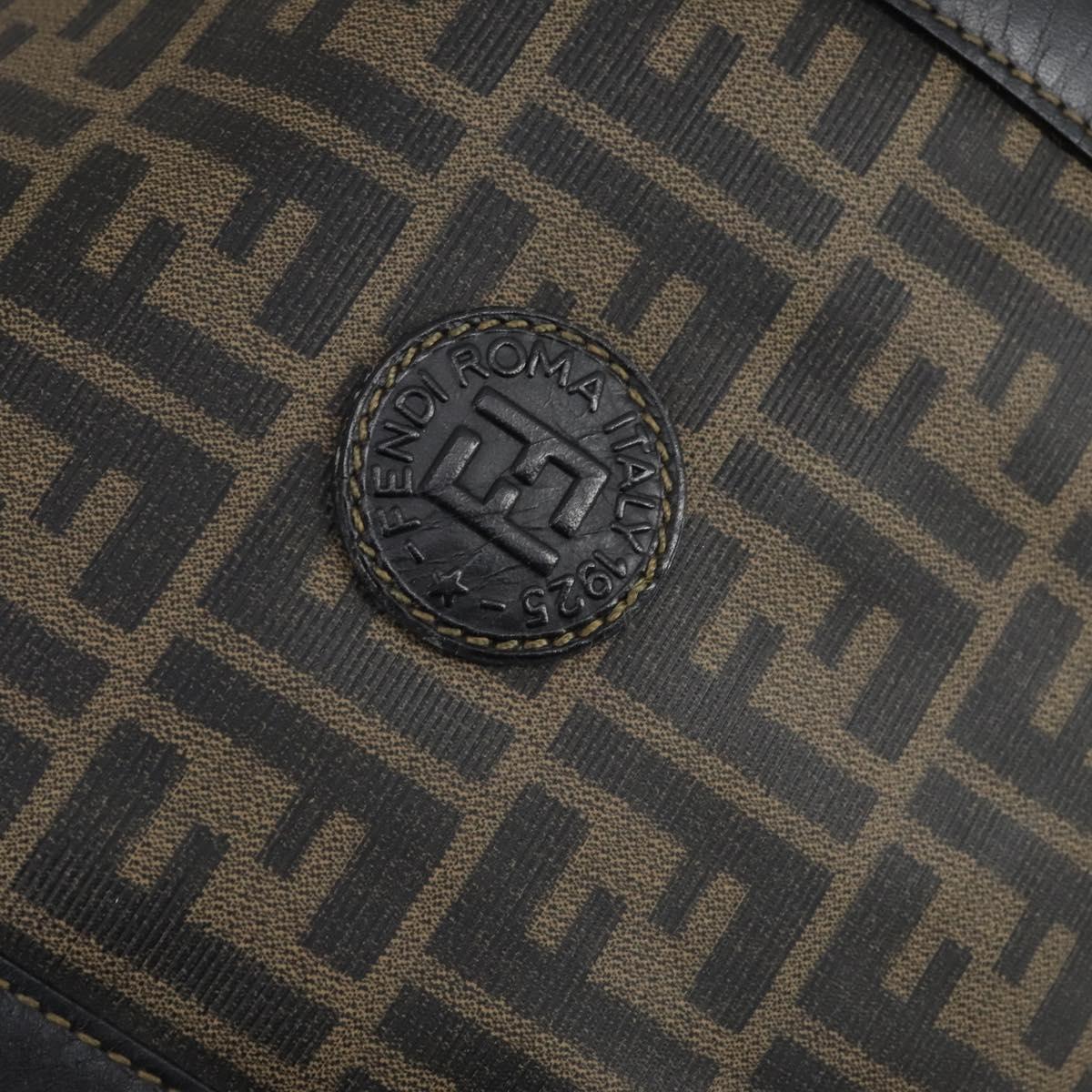 FENDI Zucca Canvas Boston Bag PVC Black Brown Auth 144233