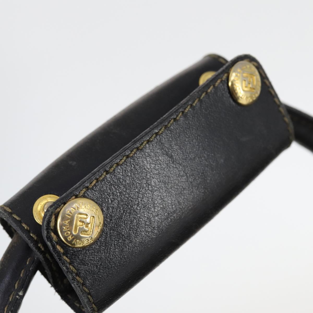 FENDI Zucca Canvas Boston Bag PVC Black Brown Auth 144233