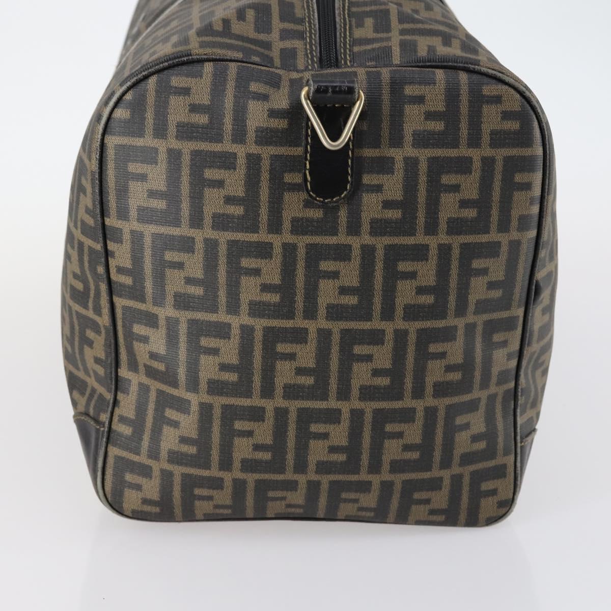 FENDI Zucca Canvas Boston Bag PVC Black Brown Auth 144233