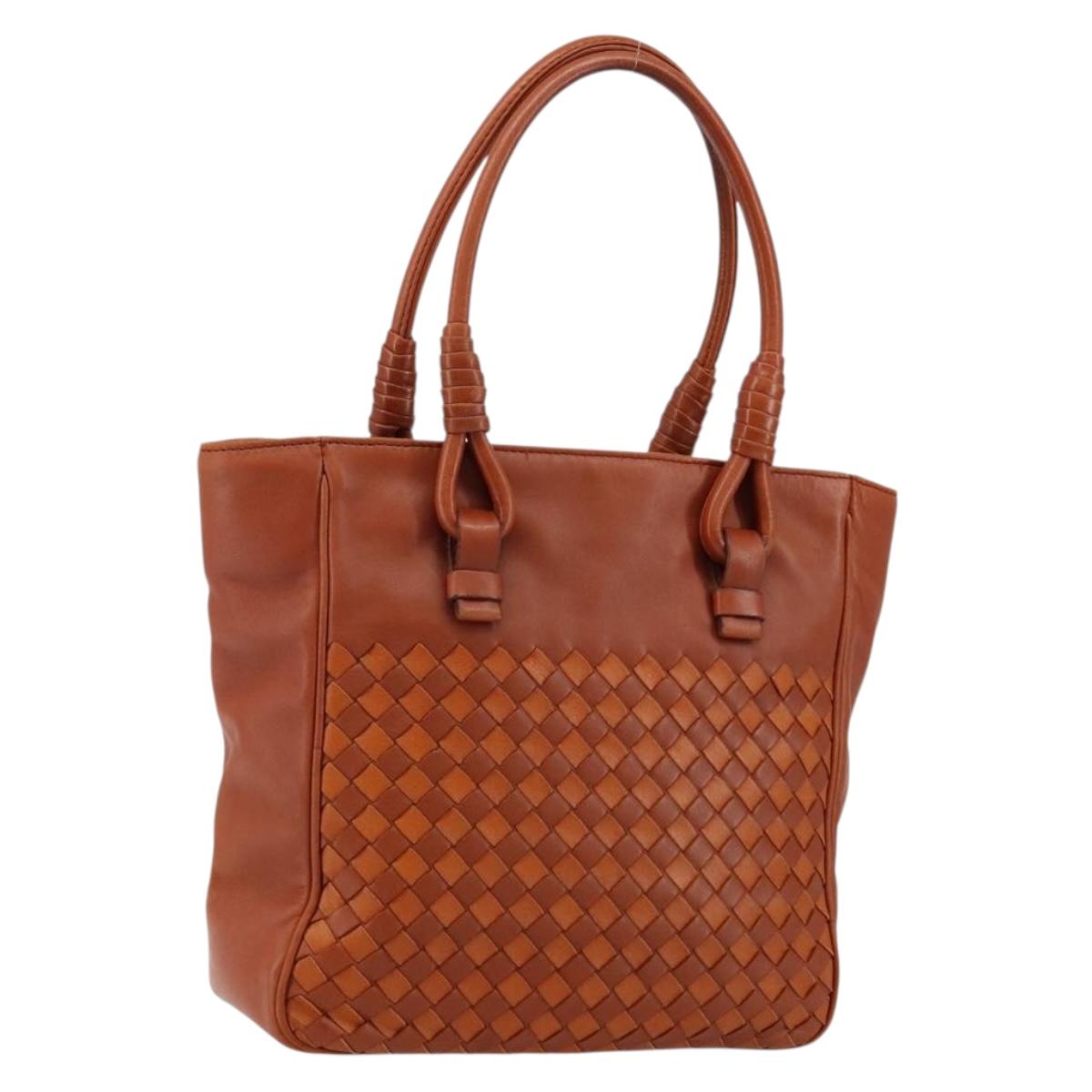 BOTTEGA VENETA INTRECCIATO Hand Bag Leather Brown Auth 144246