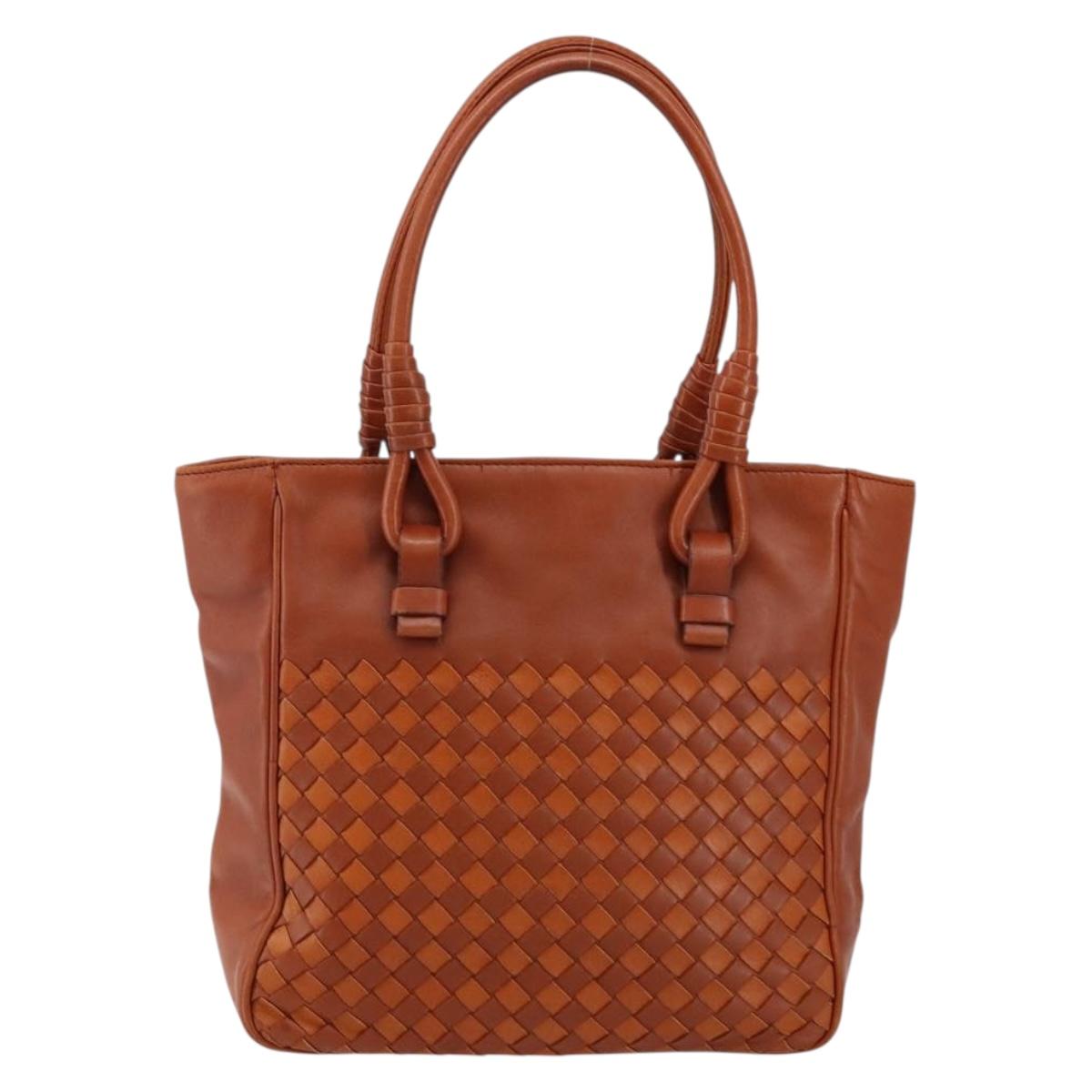 BOTTEGA VENETA INTRECCIATO Hand Bag Leather Brown Auth 144246