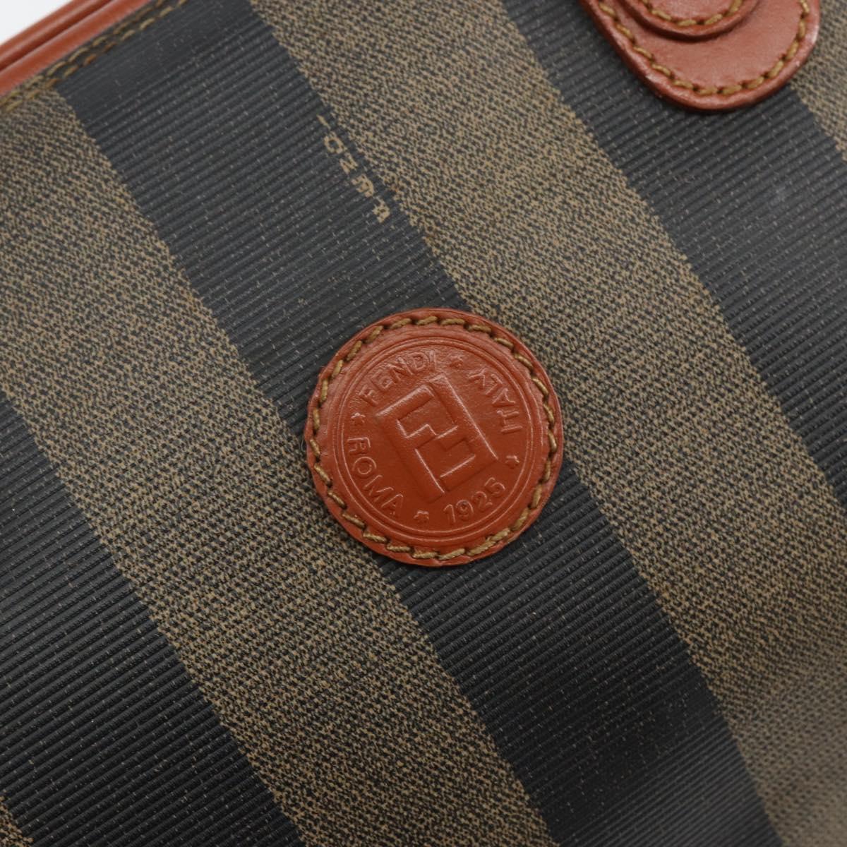 FENDI Pecan Canvas Hand Bag PVC Black Brown Auth 144247