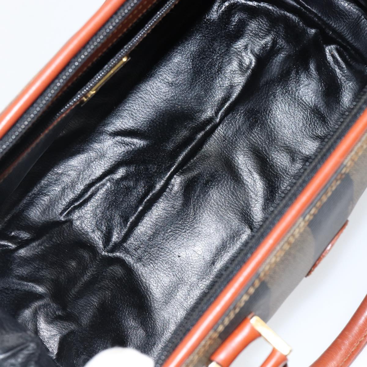FENDI Pecan Canvas Hand Bag PVC Black Brown Auth 144247