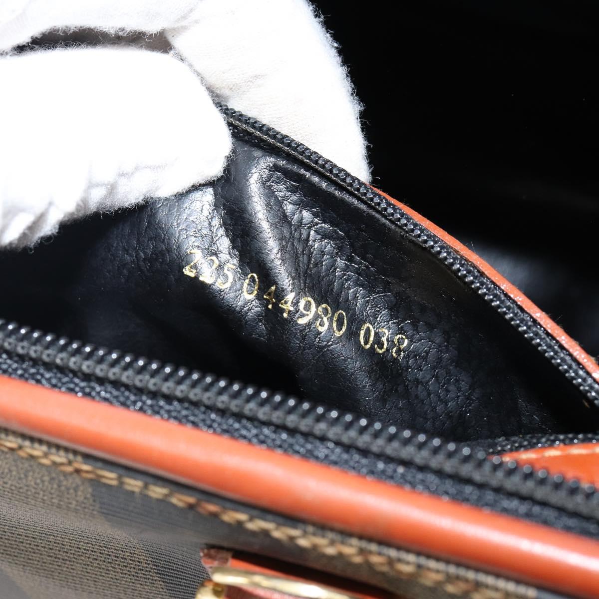 FENDI Pecan Canvas Hand Bag PVC Black Brown Auth 144247
