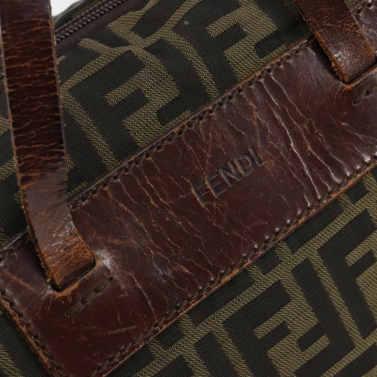 FENDI Zucca Canvas Hand Bag Black Brown Auth 144248