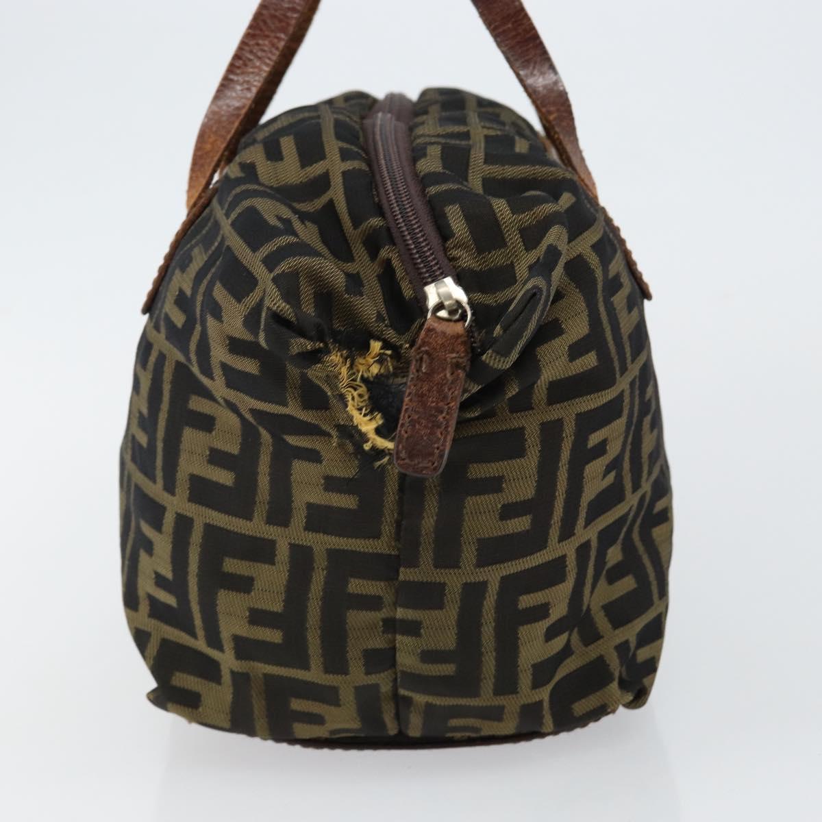 FENDI Zucca Canvas Hand Bag Black Brown Auth 144248